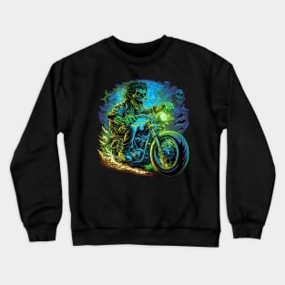 Zombie riding a motorcycle Crewneck Sweatshirt